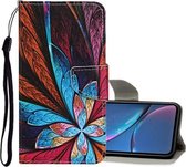 Voor iPhone XR Gekleurd tekeningpatroon Horizontaal lederen flip-hoesje met houder & kaartsleuven & portemonnee (kleurrijke bloemen)