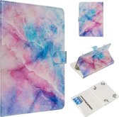 Voor 8 inch Universele Tablet PC Gekleurde Tekening Patroon Horizontale Flip PU Lederen Case met Houder & Kaartsleuven (roze Blauw Marmer)