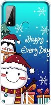 Voor Huawei P Smart 2020 Christmas Series Transparante TPU beschermhoes (Cute Penguin Snowman)