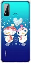 Voor Huawei P Smart 2020 Christmas Series Transparante TPU beschermhoes (paar sneeuwpop)