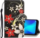 Voor OPPO A3s 3D Gekleurde Tekening Horizontale Flip PU Leren Case met Houder & Kaartsleuven & Portemonnee (Rode Bloem)
