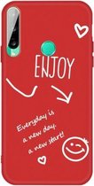 Voor Huawei Y6p (2020) Geniet van Smiley Heart Pattern Schokbestendig TPU-hoesje (rood)