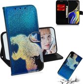 Gekleurde tekening patroon Kleurrijke magnetische gesp Horizontale flip PU lederen tas met houder & kaartsleuven & portemonnee & lanyard voor Galaxy Note 9 (kat en luipaard)