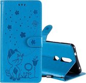 Voor Nokia 2.4 Cat Bee Embossing Pattern Schokbestendige horizontale flip lederen tas met houder & kaartsleuven & portemonnee (blauw)