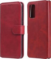 Voor Geschikt voor Xiaomi Poco M3 / Redmi Note 9 4G Klassieke Kalfsstructuur PU + TPU Horizontale Flip Leren Case, met Houder & Kaartsleuven & Portemonnee (Rood)