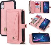 Voor iPhone XR POLA Multifunctionele TPU + pc Magnetische horizontale flip lederen tas met houder & kaartsleuven & portemonnee & fotolijst (roze)