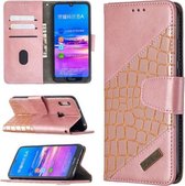 Voor Huawei Y6 (2019) Bijpassende Kleur Krokodil Textuur Horizontale Flip PU Lederen Case met Portemonnee & Houder & Kaartsleuven (Rose Goud)