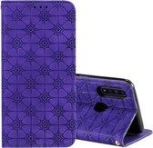 Voor OPPO A8 / A31 (2020) Lucky Flowers Embossing Pattern Magnetische horizontale flip lederen tas met houder & kaartsleuven (paars)
