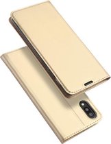 DUX DUCIS Skin Pro Series horizontale flip PU + TPU lederen hoes voor Galaxy M10, met houder en kaartsleuven (goud)