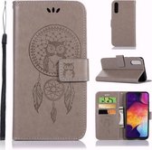 Windgong Uil Embossing Patroon Horizontale Leren Flip Case voor Galaxy A50, met Houder & Kaartsleuven & Portemonnee (Grijs)