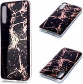 Voor Galaxy A30s / A50 Plating Marble Pattern Soft TPU beschermhoes (zwart goud)