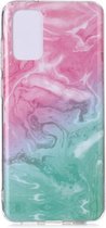 Voor Galaxy S20 + Marble Pattern Soft TPU beschermhoes (roze groen)