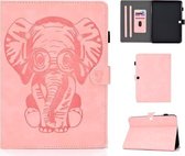 Voor Galaxy Tab 4 10.1 T530 Reliëf Olifant Patroon Horizontaal Flip PU Lederen Case met Magnetische Gesp & Beugel en Kaartsleuf (Roze)