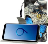 Voor Galaxy S9 Gekleurde tekening Horizontale lederen flip case met houder & kaartsleuf & portemonnee (een vlinder)