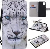 Voor Galaxy A51 Schilderen Horizontale Flip Leren Case met Houder & Kaartsleuf & Lanyard (Witte Luipaard)