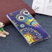 Voor Sony Xperia L1 Noctilucent Ethnic Owl Pattern TPU Soft Back Case Beschermhoes