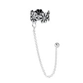 Bloem ear cuff zilver met ketting en oorsteker | oorklem dames zilver | chain earcuff | Zilverana | Sterling 925 Silver | zilveren oorbellen dames