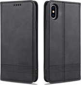 AZNS Magnetische Kalfsstructuur Horizontale Flip Leren Case met Kaartsleuven & Houder & Portemonnee Voor iPhone X / XS (Zwart)