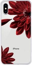 Voor iPhone X / XS patroon TPU beschermhoes (rode bloem)