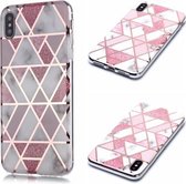 Voor iPhone X / XS Plating Marble Pattern Soft TPU beschermhoes (roze)