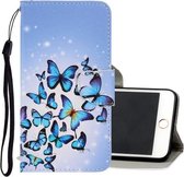 Voor iPhone 6 / 6s 3D-gekleurde tekening Horizontale flip PU-lederen hoes met houder & kaartsleuven en portemonnee (meerdere vlinders)
