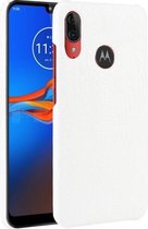 Voor Motorola Moto E6 Plus schokbestendige krokodiltextuur pc + PU-hoes (wit)
