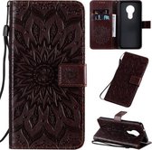 Voor Nokia 7.2 Geperst Afdrukken Zonnebloempatroon Horizontale Flip PU-lederen Case met Houder & Kaartsleuven & Portemonnee & Lanyard (Geel)