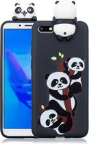 Voor Huawei Y5 (2018) schokbestendig Cartoon TPU beschermhoes (drie panda's)