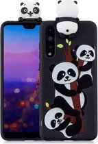 Voor Huawei P20 schokbestendig Cartoon TPU beschermhoes (drie panda's)