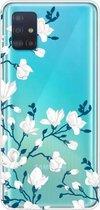 Voor Galaxy A31 schokbestendig geverfd transparant TPU beschermhoes (magnolia bloem)
