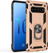 Sergeant Armor Shockproof TPU + PC beschermhoes voor Galaxy S10, met 360 graden rotatiehouder (goud)