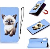 Voor Xiaomi Redmi Note 6 Pure Kleur Schilderen Horizontale Flip Leren Case met Kaartsleuven & Houder & Lanyard (Kat)