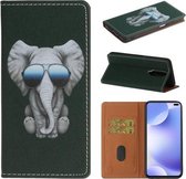 Voor Xiaomi Redmi K30 Pure Color Painting Horizontale Flip lederen tas met kaartsleuven & houder & Lanyard (olifant)