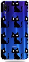 Mode Zachte TPU Case 3D Cartoon Transparante Zachte Siliconen Cover Telefoon Gevallen Voor Xiaomi Redmi 7 / Y3 (Zwarte Kat)