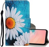 Voor Samsung Galaxy A02s (US Edition) Gekleurde tekening patroon Horizontale flip lederen tas met houder & kaartsleuven & portemonnee & lanyard (chrysant)