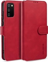 Voor Samsung Galaxy A02s DG.MING Retro Oil Side Horizontale Flip Leren Case met Houder & Kaartsleuven & Portemonnee (Rood)