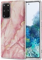 Voor Samsung Galaxy S20 + TPU Gilt Marble Pattern beschermhoes (roze)