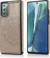 Voor Samsung Galaxy Note20 Mandala-patroon met dubbele gesp PU + TPU-beschermhoes met kaartsleuven en houder & fotolijst (grijs)