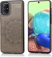Voor Samsung Galaxy A71 / A81 / A10 / A91 dubbele gesp Mandala patroon PU + TPU beschermhoes met kaartsleuven & houder & fotolijst (grijs)