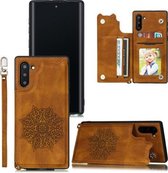 Voor Samsung Galaxy Note 10 Mandala reliëf PU + TPU hoesje met houder & kaartsleuven & fotolijst & riem (bruin)