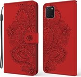 Voor Samsung Galaxy A81 / Note 10 Lite Pauw Reliëfpatroon Horizontale Flip Leren Case met Houder & Kaartsleuven & Portemonnee & Lanyard (Rood)