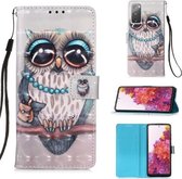 Voor Samsung Galaxy S20 FE 5G 3D Schilderen Horizontale Flip Leren Case met Houder & Kaartsleuf & Lanyard (Uil)