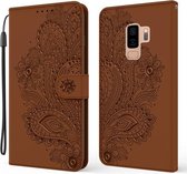 Voor Samsung Galaxy S9 + pauw reliëf patroon horizontaal flip lederen tas met houder & kaartsleuven & portemonnee & lanyard (bruin)