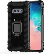 Voor Galaxy S10e koolstofvezel beschermhoes met 360 graden roterende ringhouder (zwart)