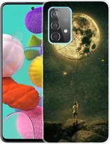 Voor Samsung Galaxy A52 5G schokbestendig geverfd transparant TPU beschermhoes (Pull the Moon)