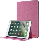 Horizontale Flip TPU + stof PU lederen beschermhoes met naamkaartclip voor iPad 9.7 (2017/2018) & iPad Air & Air2 & iPad Pro 9.7 (Rose Red)