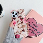 Schokbestendige IMD TPU-beschermhoes met ringhouder voor iPhone 11 Pro (retrobloem)