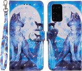 Voor Samsung Galaxy Note20 3D Schilderen Patroon Gekleurde Tekening Horizontale Flip PU Lederen Case met Houder & Kaartsleuven & Portemonnee (Wolf)