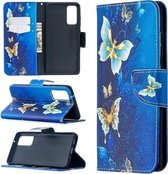 Voor Samsung Galaxy S20 FE 5G / S20 Lite Gekleurde Tekening Patroon Horizontale Flip Leren Case met Houder & Kaartsleuven & Portemonnee (Gouden Vlinder)