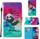 Voor Samsung Galaxy A20 / A30 Cross Texture Painting Pattern Horizontale Flip Leather Case met Houder & Kaartsleuven & Portemonnee & Lanyard (Sleeping Panda)